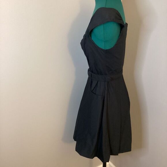 Armani Exchange Belted Little Black Dress Off the Shoulder Puffy Bubble Hem Pock - Picture 5 of 10
